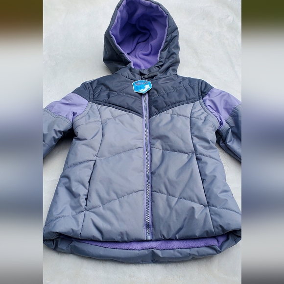 Gray and Purple Hooded Puffer Jacket Size 4T - Picture 5 of 5